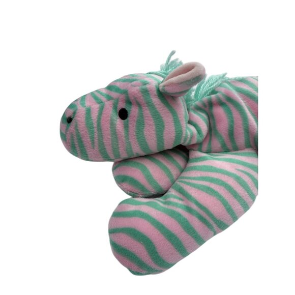 TY Baby Pillow Pals Zulu The Zebra Plush STUFFED Toy Green & Pink Stripes - Picture 1 of 11